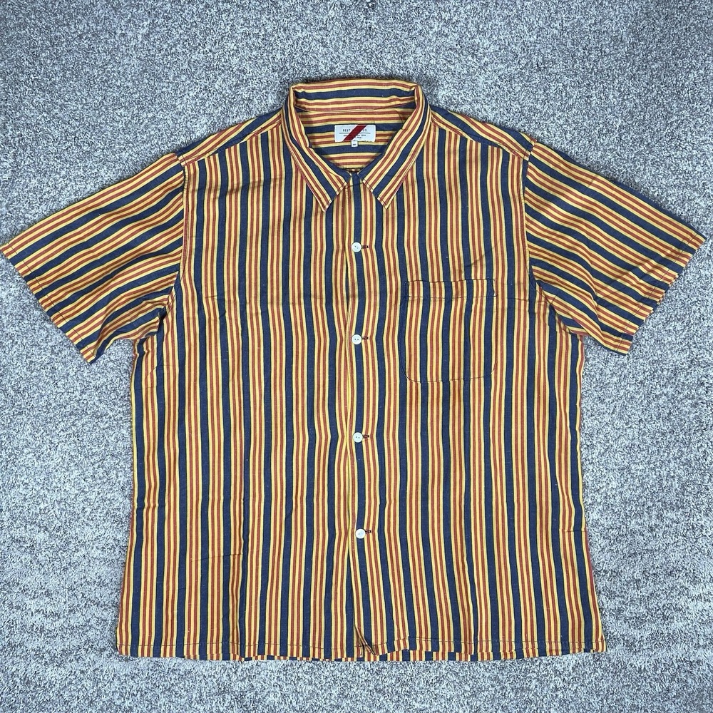 Best Made Co Shirt Mens 2XL Multicolor Stripe Cotton Linen Short Sleeve Camp